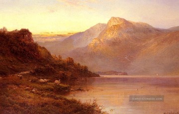 Sonnenuntergang auf dem Loch Alfred de Breanski Snr Ölgemälde